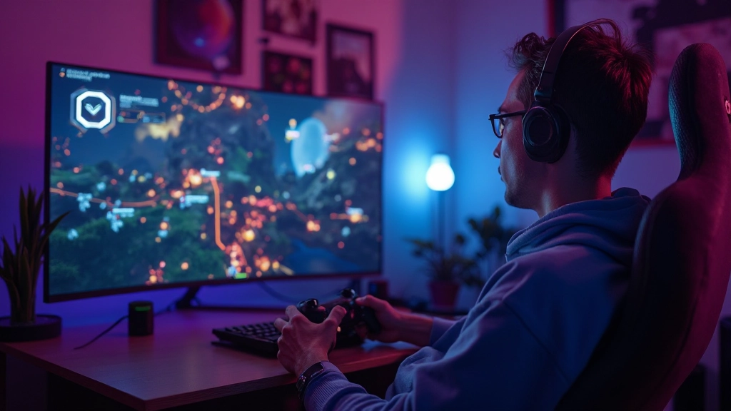 Gaming-Bildschirm mit Multiplayer-Spiel, E-Sports-Action, Gaming-Controller